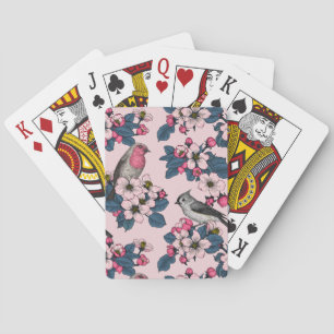 Birds and Blossoms on pink Poker Cards