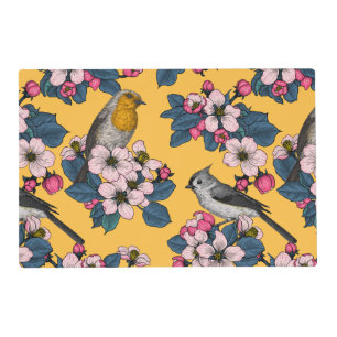 Birds and Blossoms on yellow Placemat