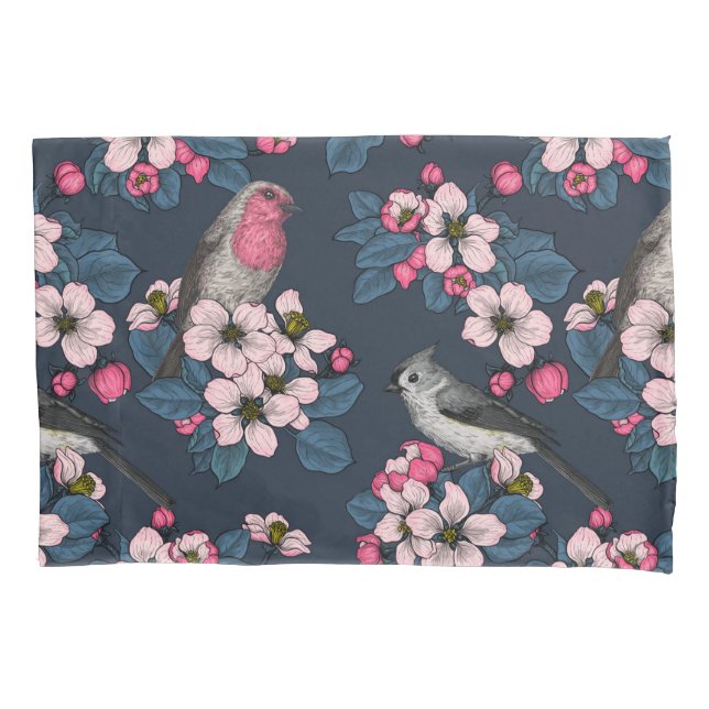 Birds and Blossoms  Pillow Case (Front-Left)