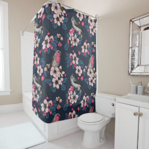 Birds and Blossoms Shower Curtain