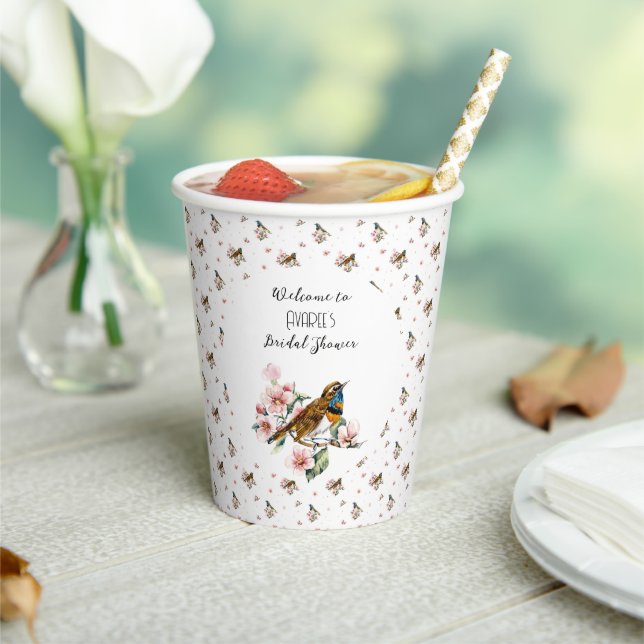 Birds and Blossoms Tea Party Shower Paper Cups (Insitu)
