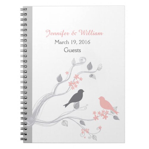 Birds and Blossoms Wedding Guest Sign In Notebook