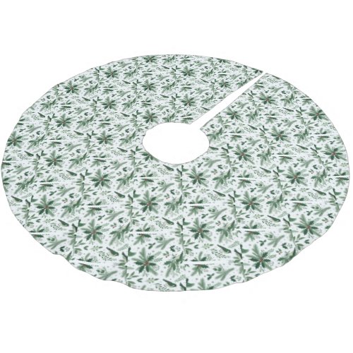 Birds and Boughs Holiday Motif  Brushed Polyester Tree Skirt