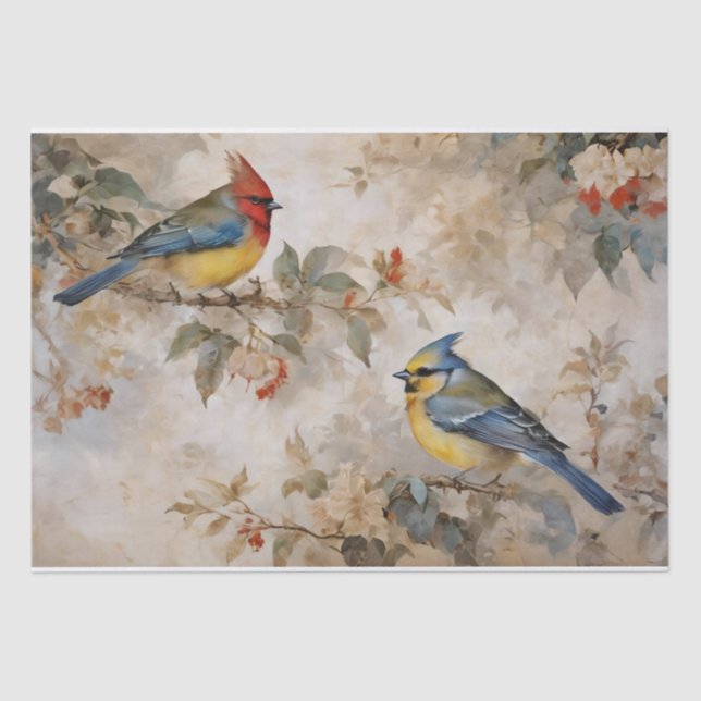 Birds and Branches Decoupage Tissue Paper (Front)