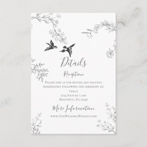 Birds and Branches Flower Garden Wedding Details Enclosure Card