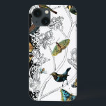 Birds and Butterfly on a Black & White Background iPhone 13 Case<br><div class="desc">Artist Chariklia Zarris is a talented painter and designer. She likes painting birds and wild animals and this picture is no exception. The vivid colors of birds and the butterflies are accentuated by the black and white branches in the background.</div>