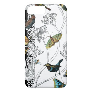 Birds and Butterfly on a Black & White Background iPhone 8 Plus/7 Plus Case
