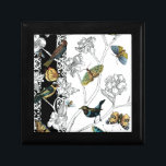 Birds and Butterfly on a Black & White Background Gift Box<br><div class="desc">Artist Chariklia Zarris is a talented painter and designer. She likes painting birds and wild animals and this picture is no exception. The vivid colors of birds and the butterflies are accentuated by the black and white branches in the background.</div>