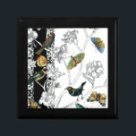 Birds and Butterfly on a Black & White Background Gift Box<br><div class="desc">Artist Chariklia Zarris is a talented painter and designer. She likes painting birds and wild animals and this picture is no exception. The vivid colors of birds and the butterflies are accentuated by the black and white branches in the background.</div>
