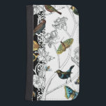 Birds and Butterfly on a Black & White Background Wallet Phone Case For Samsung Galaxy S4<br><div class="desc">Artist Chariklia Zarris is a talented painter and designer. She likes painting birds and wild animals and this picture is no exception. The vivid colors of birds and the butterflies are accentuated by the black and white branches in the background.</div>