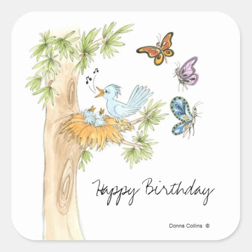 Birds and Butterfly Sticker