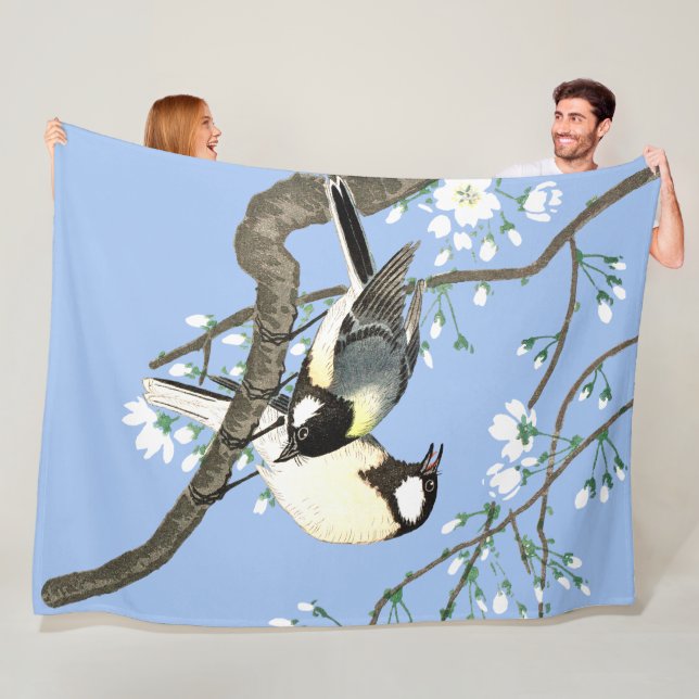 Birds and Cherry Blossoms Ohara Koson Fleece Blanket (In Situ)