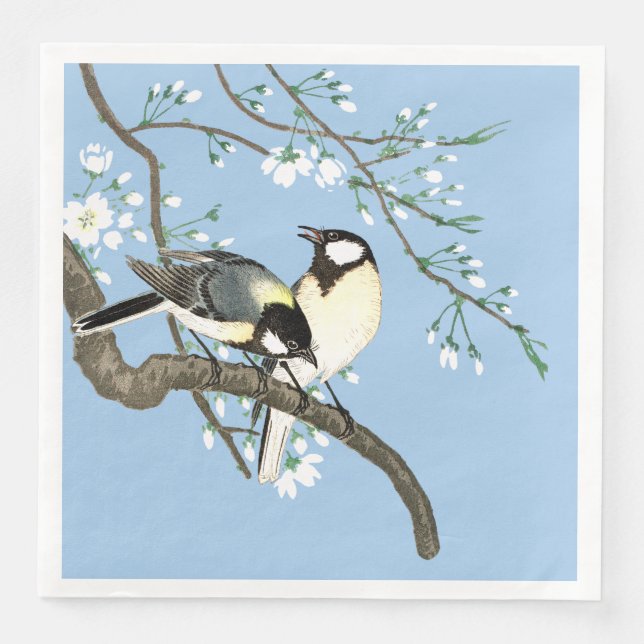 Birds and Cherry Blossoms Ohara Koson Paper Dinner Napkins (Front)