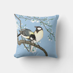Birds and Cherry Blossoms Ohara Koson Throw Pillow