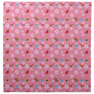 Birds and cherry flowers cloth napkin