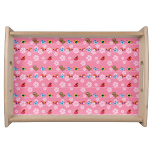Birds and cherry flowers serving tray