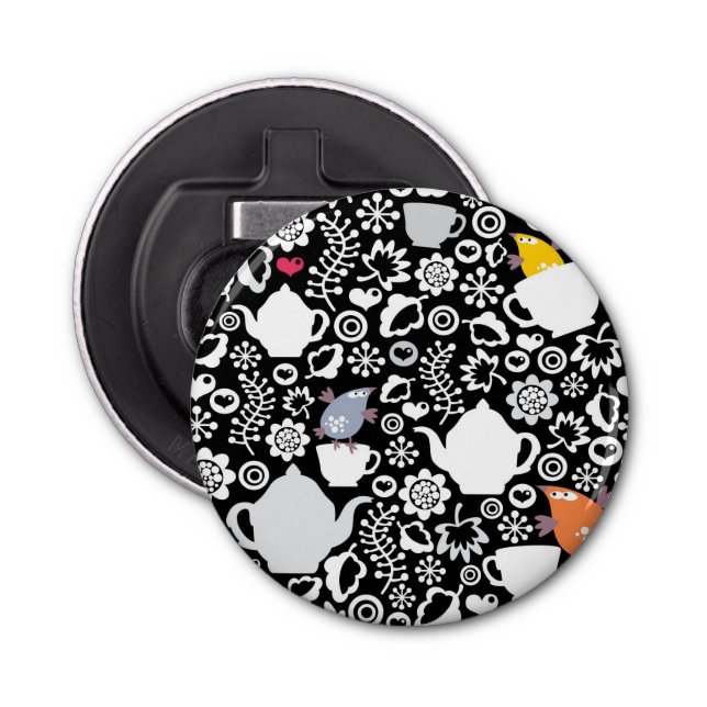 Birds and cups pattern bottle opener (Front)