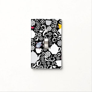 Birds and cups pattern light switch cover