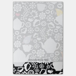 Birds and cups pattern post-it notes