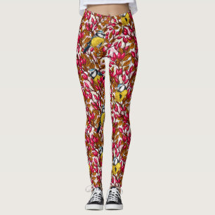 Birds and dog rose hips leggings