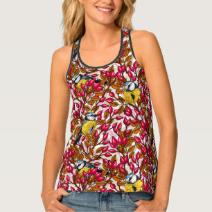Birds and dog rose hips tank top