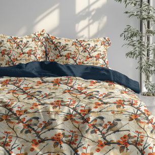 Birds and Fall Florals Duvet for Seasonal Comfort Cover