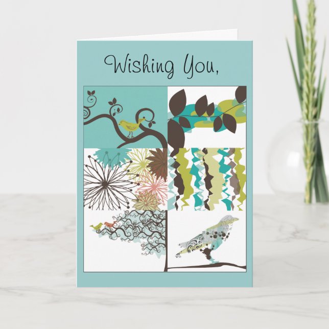 Birds and Floral Greeting Card (Front)