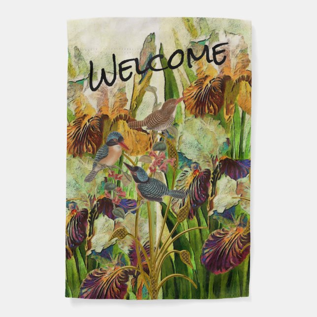 Birds and Florals  Garden Flag (Front)