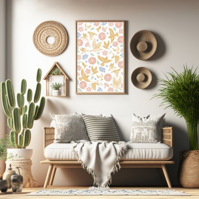 Birds and Florals Hand Drawn Art Poster (Creator Uploaded)