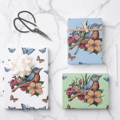 Birds and Flowers All Occasion Wrapping Paper Sheets