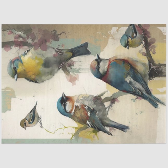 Birds and Flowers Ephemera Design Series #16 Tissue Paper (Front)