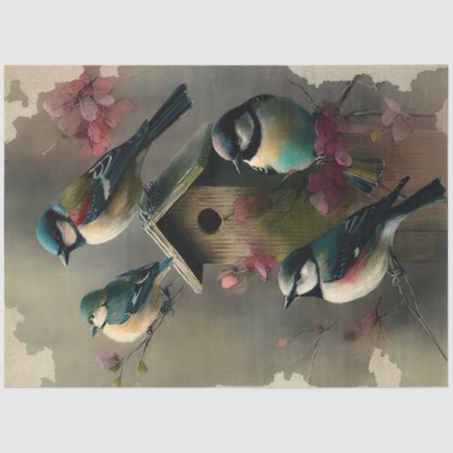 Birds and Flowers Ephemera Design Series #18 Tissue Paper (Front)