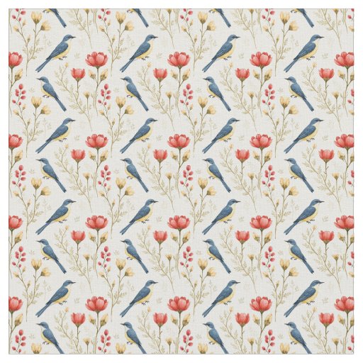 Birds and Flowers Fabric