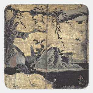 Birds and Flowers of the Four Seasons Square Sticker