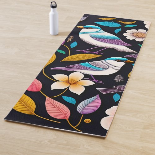  Birds and flowers pattern Yoga Mat