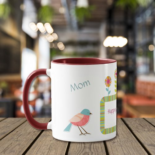 Birds and Flowers Personalized Mom Mug