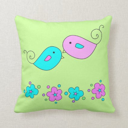 Birds and Flowers Pillow