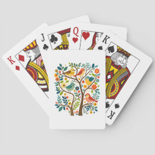 Birds and Flowers Scandinavian Folk Art Poker Cards