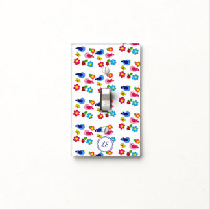 Birds and flowers spring pattern white light switch cover