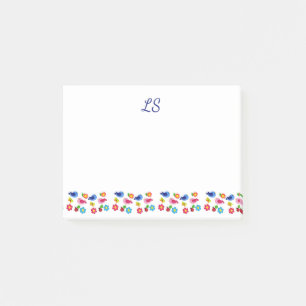 Birds and flowers spring pattern white post-it notes