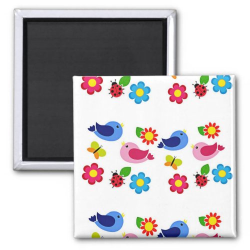 Birds and flowers spring time magnet