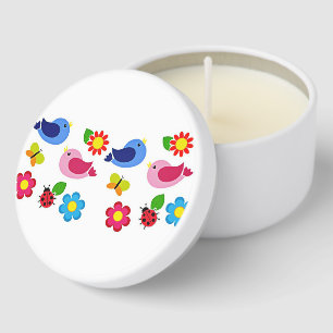 Birds and flowers spring time mini candle favors