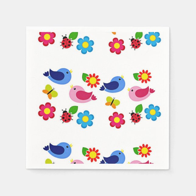 Birds and flowers spring time napkins (Front)