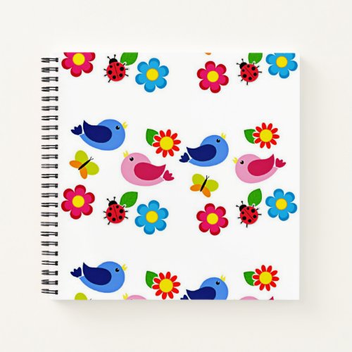 Birds and flowers spring time notebook