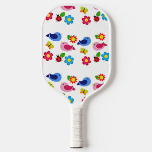 Birds and flowers spring time pickleball paddle