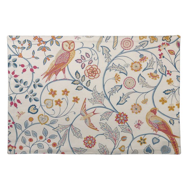 Birds and Flowers, William Morris Cloth Placemat (Front)