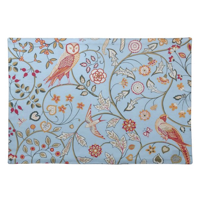 Birds and Flowers, William Morris Cloth Placemat (Front)