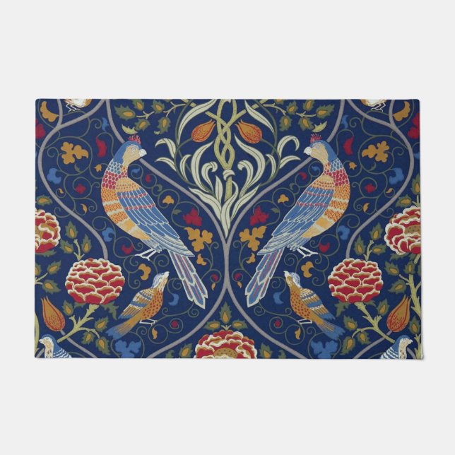 Birds and Flowers, William Morris Doormat (Front)