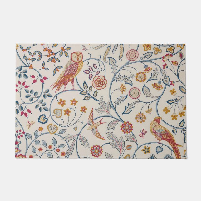 Birds and Flowers, William Morris Doormat (Front)