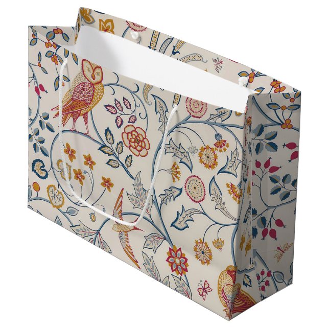 Birds and Flowers, William Morris Large Gift Bag (Front Angled)